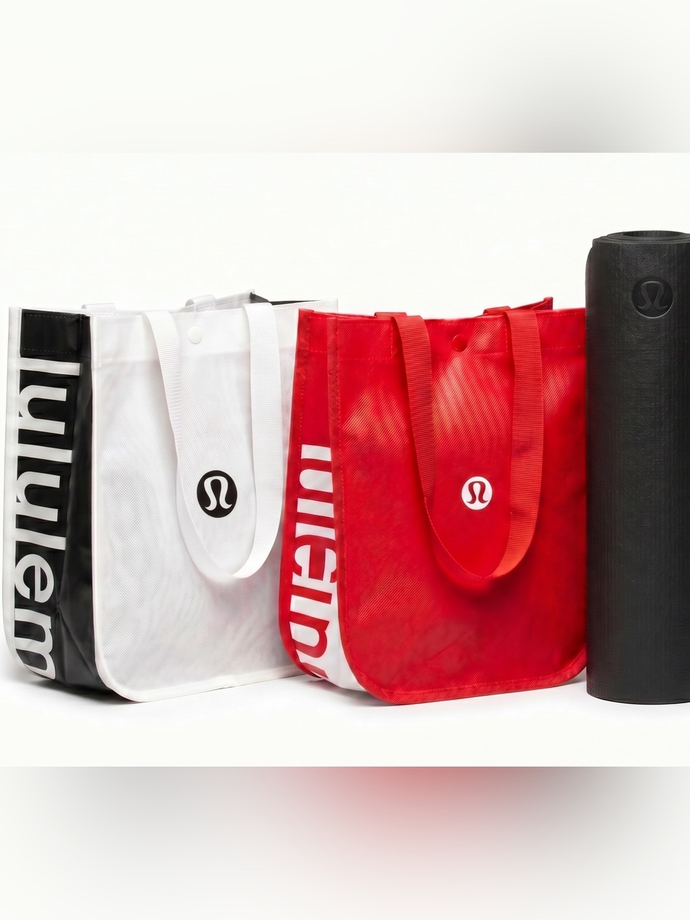 lululemon athletica Tote Bag Duo in Red & White w Snap Closure Yoga Class Travel